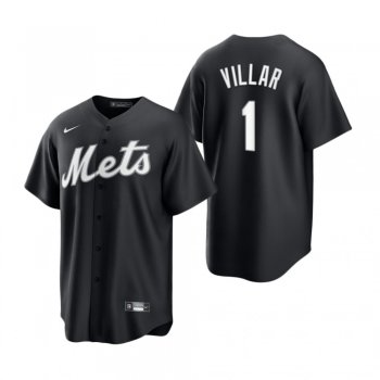 New York Mets Jonathan Villar Nike Black White 2021 All Black Fashion Replica Jersey