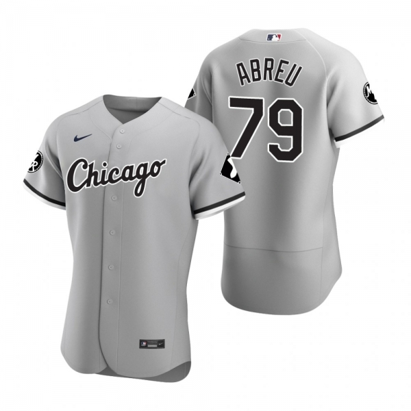 Men's Chicago White Sox Jose Abreu Nike Gray MR Patch Authentic Jersey