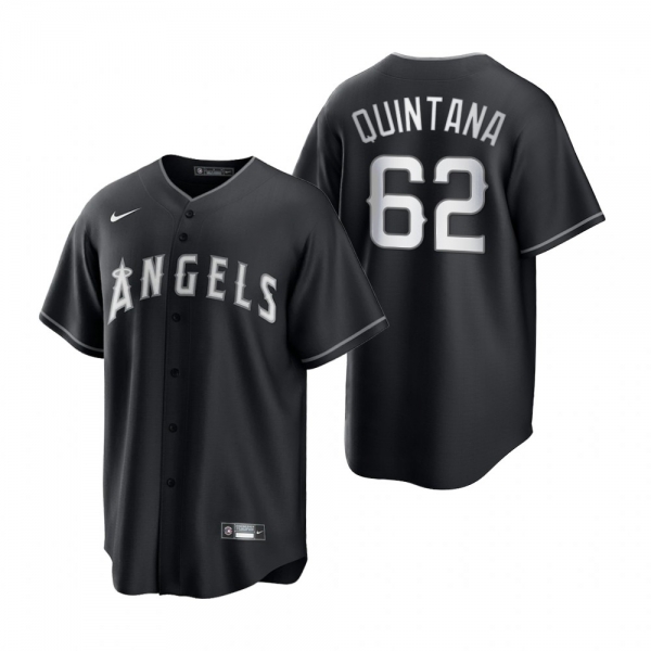 Los Angeles Angels Jose Quintana Nike Black White 2021 All Black Fashion Replica Jersey