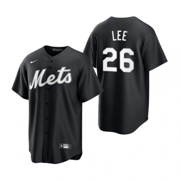 New York Mets Khalil Lee Nike Black White 2021 All Black Fashion Replica Jersey