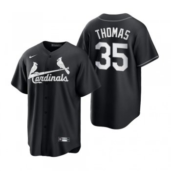 Men's St. Louis Cardinals Lane Thomas Nike Black White 2021 All Black Fashion Replica Jersey