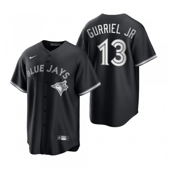 Men's Toronto Blue Jays Lourdes Gurriel Jr. Nike Black White 2021 All Black Fashion Replica Jersey