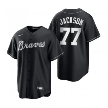 Men's Atlanta Braves Luke Jackson Nike Black White 2021 All Black Fashion Replica Jersey