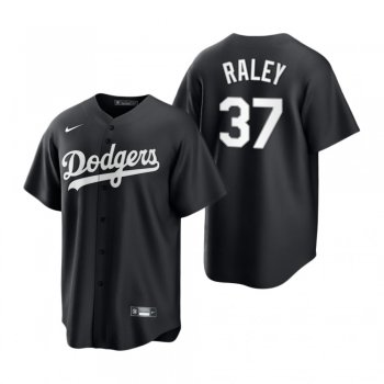 Los Angeles Dodgers Luke Raley Nike Black White 2021 All Black Fashion Replica Jersey