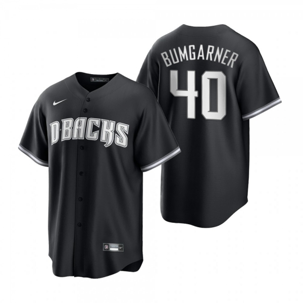 Men's Arizona Diamondbacks Madison Bumgarner Nike Black White 2021 All Black Fashion Replica Jersey