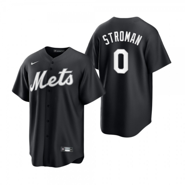 New York Mets Marcus Stroman Nike Black White 2021 All Black Fashion Replica Jersey