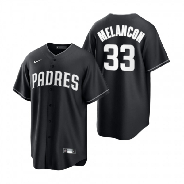 San Diego Padres Mark Melancon Nike Black White 2021 All Black Fashion Replica Jersey