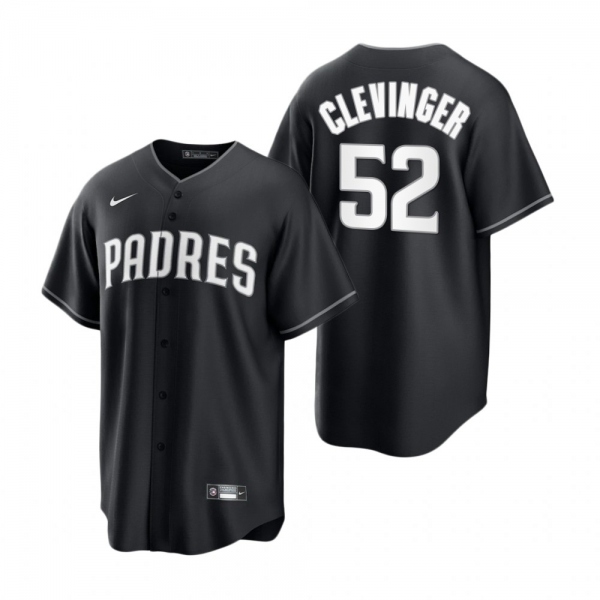 San Diego Padres Mike Clevinger Nike Black White 2021 All Black Fashion Replica Jersey