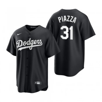 Los Angeles Dodgers Mike Piazza Nike Black White 2021 All Black Fashion Replica Jersey