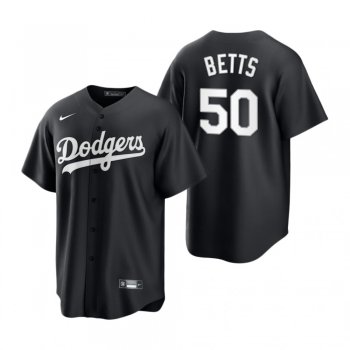 Los Angeles Dodgers Mookie Betts Nike Black White 2021 All Black Fashion Replica Jersey