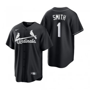 Men's St. Louis Cardinals Ozzie Smith Nike Black White 2021 All Black Fashion Replica Jersey