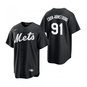 New York Mets Pete Crow-Armstrong Nike Black White 2021 All Black Fashion Replica Jersey