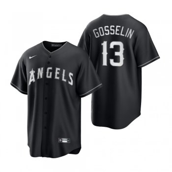 Los Angeles Angels Phil Gosselin Nike Black White 2021 All Black Fashion Replica Jersey