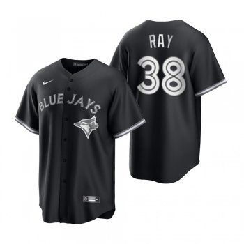 Men's Toronto Blue Jays Robbie Ray Nike Black White 2021 All Black Fashion Replica Jersey