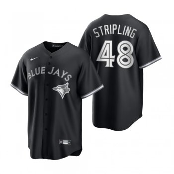 Men's Toronto Blue Jays Ross Stripling Nike Black White 2021 All Black Fashion Replica Jersey