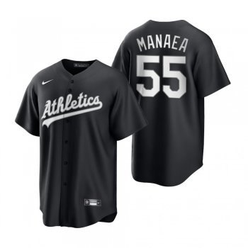 Men's Oakland Athletics Sean Manaea Nike Black White 2021 All Black Fashion Replica Jersey