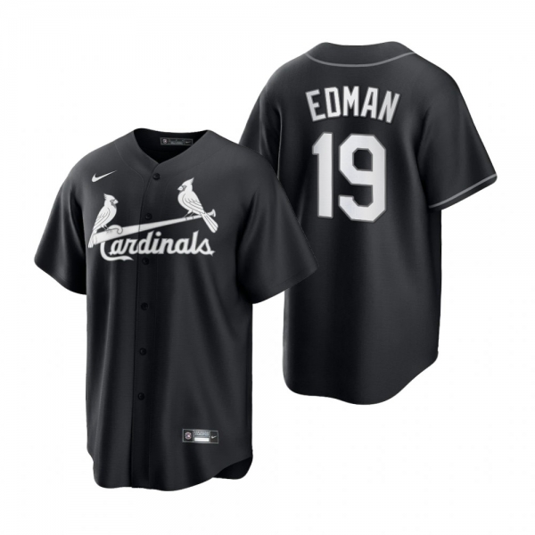 Men's St. Louis Cardinals Tommy Edman Nike Black White 2021 All Black Fashion Replica Jersey