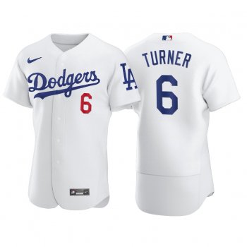 Trea Turner Los Angeles Dodgers #6 White Home 2021 Jersey Authentic