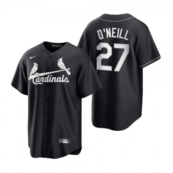 Men's St. Louis Cardinals Tyler O'Neill Nike Black White 2021 All Black Fashion Replica Jersey