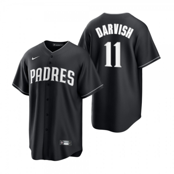 San Diego Padres Yu Darvish Nike Black White 2021 All Black Fashion Replica Jersey