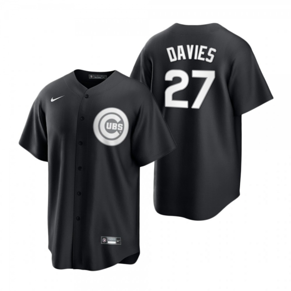 Chicago Cubs Zach Davies Nike Black White 2021 All Black Fashion Replica Jersey