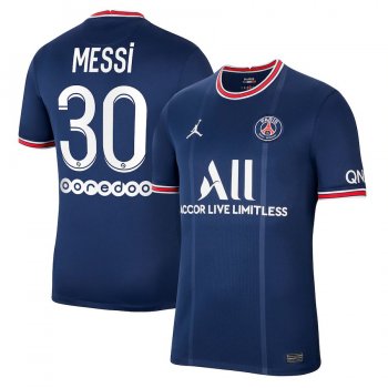 Lionel Messi Paris Saint-Germain Jordan Brand 2021/22 Home Breathe Stadium Replica Player Jersey – Blue