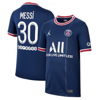 Youth Lionel Messi Paris Saint-Germain Jordan Brand 2021/22 Home Breathe Stadium Replica Player Jersey – Blue