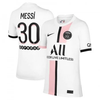 Youth Lionel Messi Paris Saint-Germain Nike 2021/22 Away Breathe Stadium Replica Player Jersey – White