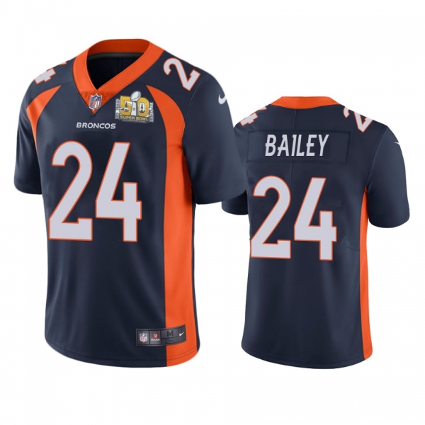 Denver Broncos Champ Bailey Navy Super Bowl 50 Patch Jersey