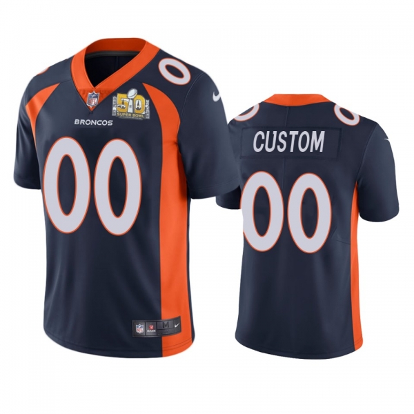 Denver Broncos Custom Navy Super Bowl 50 Patch Jersey