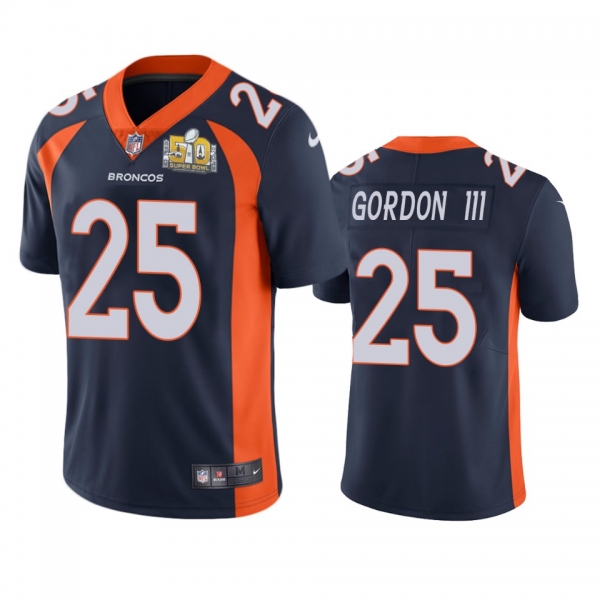 Denver Broncos Melvin Gordon III Navy Super Bowl 50 Patch Jersey