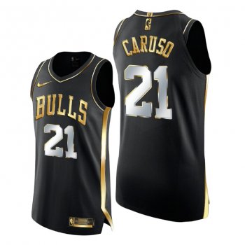 Men's Bulls #21 Alex Caruso Black Golden Edition 2021 Jersey Authentic