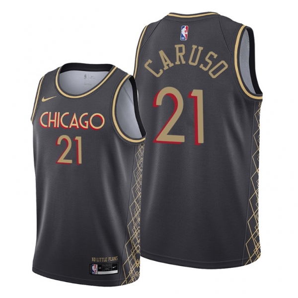 Men's Alex Caruso 2021 Trade Chicago Bulls Black City Edition Jersey #21