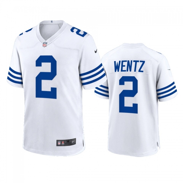 Indianapolis Colts Carson Wentz 2021 White Throwback Game Jersey