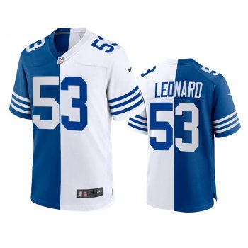 Indianapolis Colts Darius Leonard 2021 Royal White Throwback Split Jersey