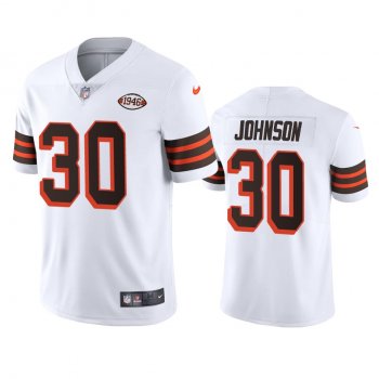 Cleveland Browns D'Ernest Johnson White 1946 Collection Alternate Vapor Limited Jersey - Men's 75th anniversary uniforms