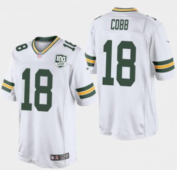 Men's Packers #18 Randall Cobb White 100 Seasons Stitched Football Vapor game Jersey