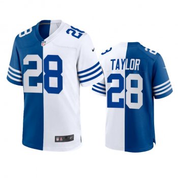 Indianapolis Colts Jonathan Taylor 2021 Royal White Throwback Split Jersey