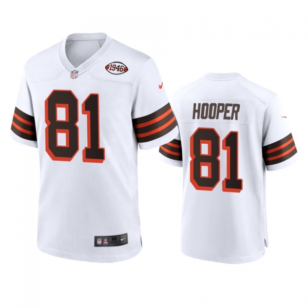 Cleveland Browns Austin Hooper White 1946 Collection Alternate Game Jersey 75th anniversary uniforms