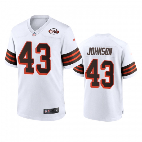 Cleveland Browns John Johnson White 1946 Collection Alternate Game Jersey 75th anniversary uniforms