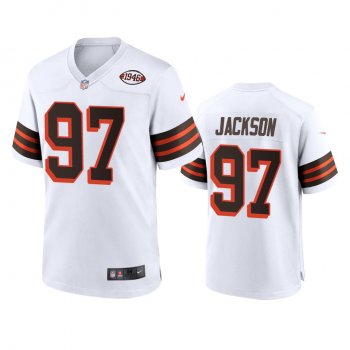 Cleveland Browns Malik Jackson White 1946 Collection Alternate Game Jersey 75th anniversary uniforms