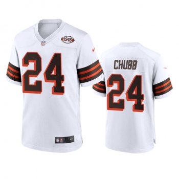 Cleveland Browns Nick Chubb White 1946 Collection Alternate Game Jersey 75th anniversary uniforms