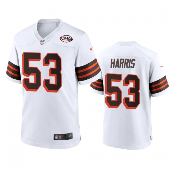 Cleveland Browns Nick Harris White 1946 Collection Alternate Game Jersey 75th anniversary uniforms