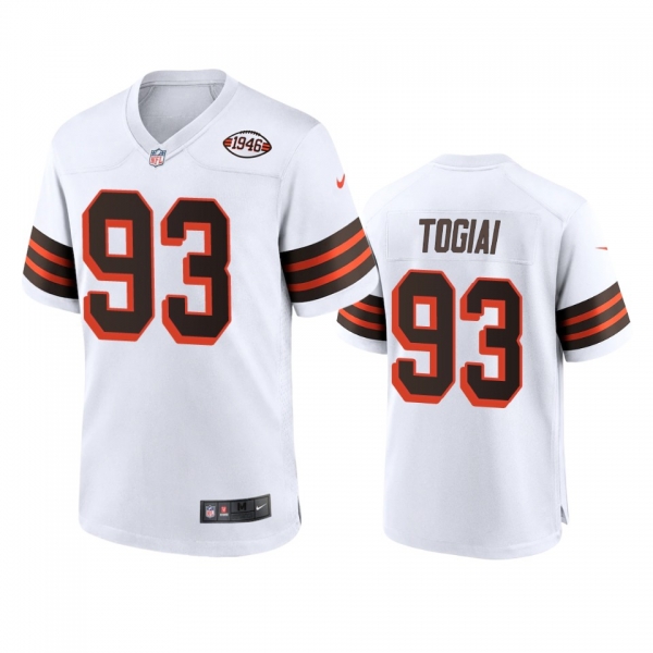 Cleveland Browns Tommy Togiai White 1946 Collection Alternate Game Jersey 75th anniversary uniforms