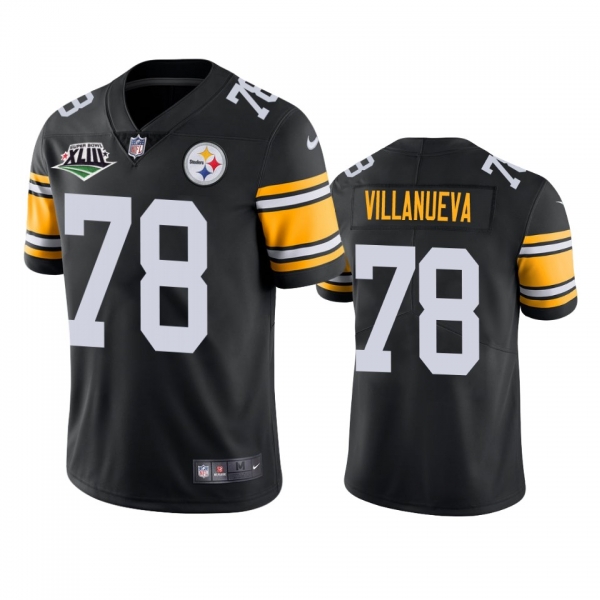 Pittsburgh Steelers Alejandro Villanueva Black Super Bowl XLIII Patch Jersey