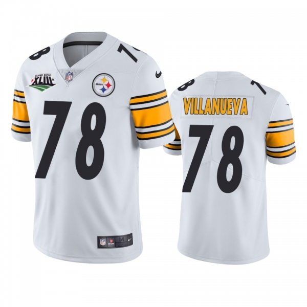 Pittsburgh Steelers Alejandro Villanueva White Super Bowl XLIII Patch Jersey