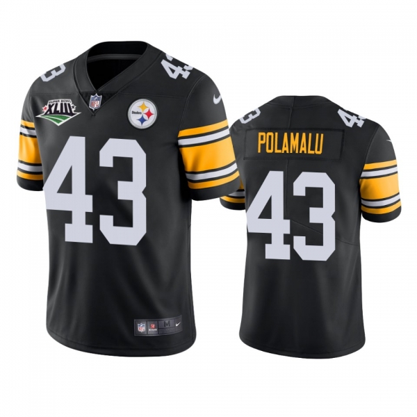 Pittsburgh Steelers Troy Polamalu Black Super Bowl XLIII Patch Jersey