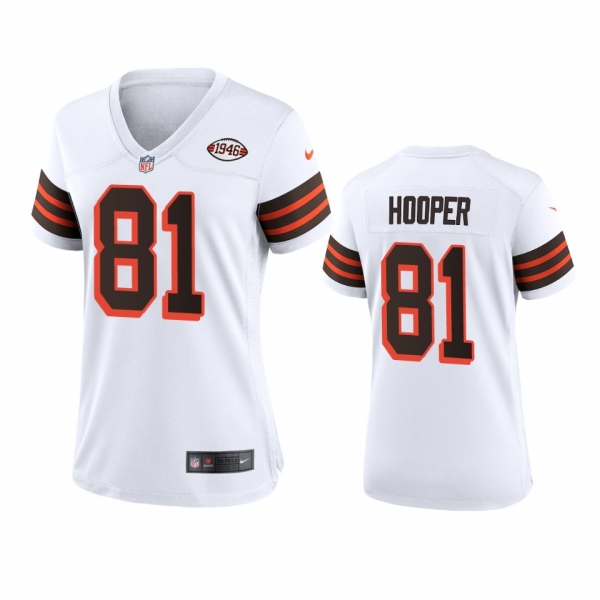 Women's Cleveland Browns Austin Hooper White 1946 Collection Alternate Game Jersey 75th anniversary uniforms