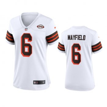 Women's Cleveland Browns Baker Mayfield White 1946 Collection Alternate Game Jersey 75th anniversary uniforms