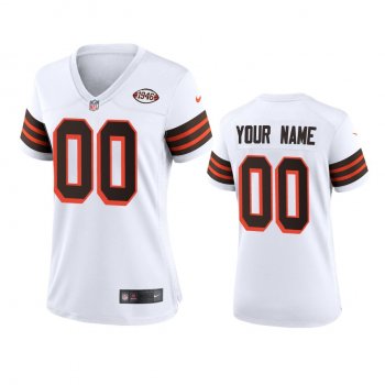 Women's Cleveland Browns Custom White 1946 Collection Alternate Game Jersey 75th anniversary uniforms